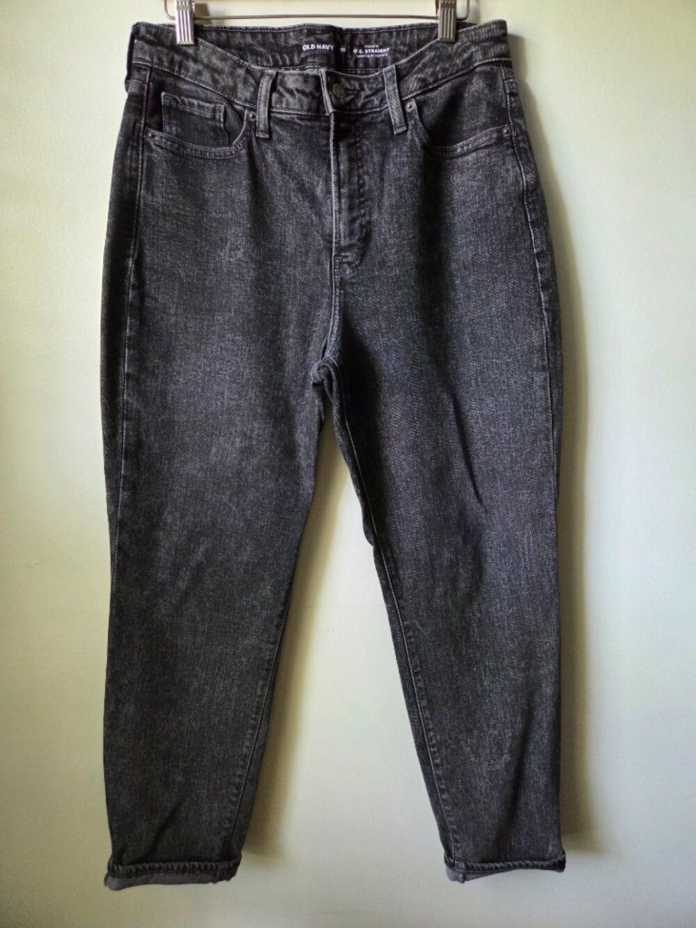 LIKE NEW OLD NAVY O.G. STRAIGHT HIGH RISE SECRET POCKETS DARK WASH JEANS SZ 10